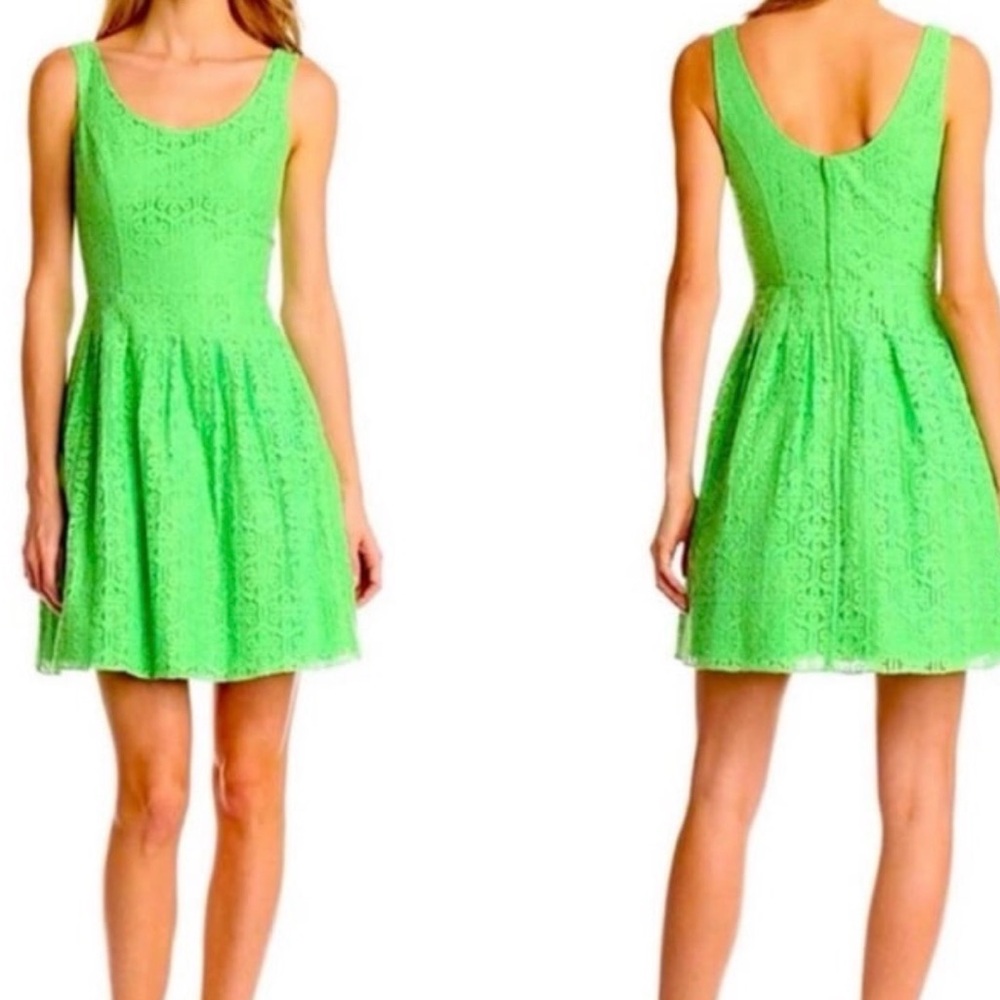 Lilly Pulitzer Neon Green Sleeveless Lace Fit & Flare Dress